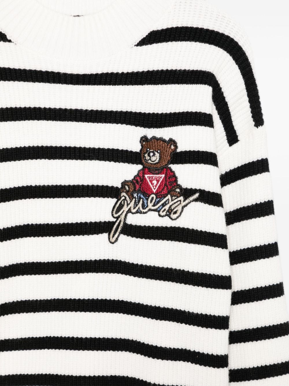 Shop Guess Striped Sweater In White