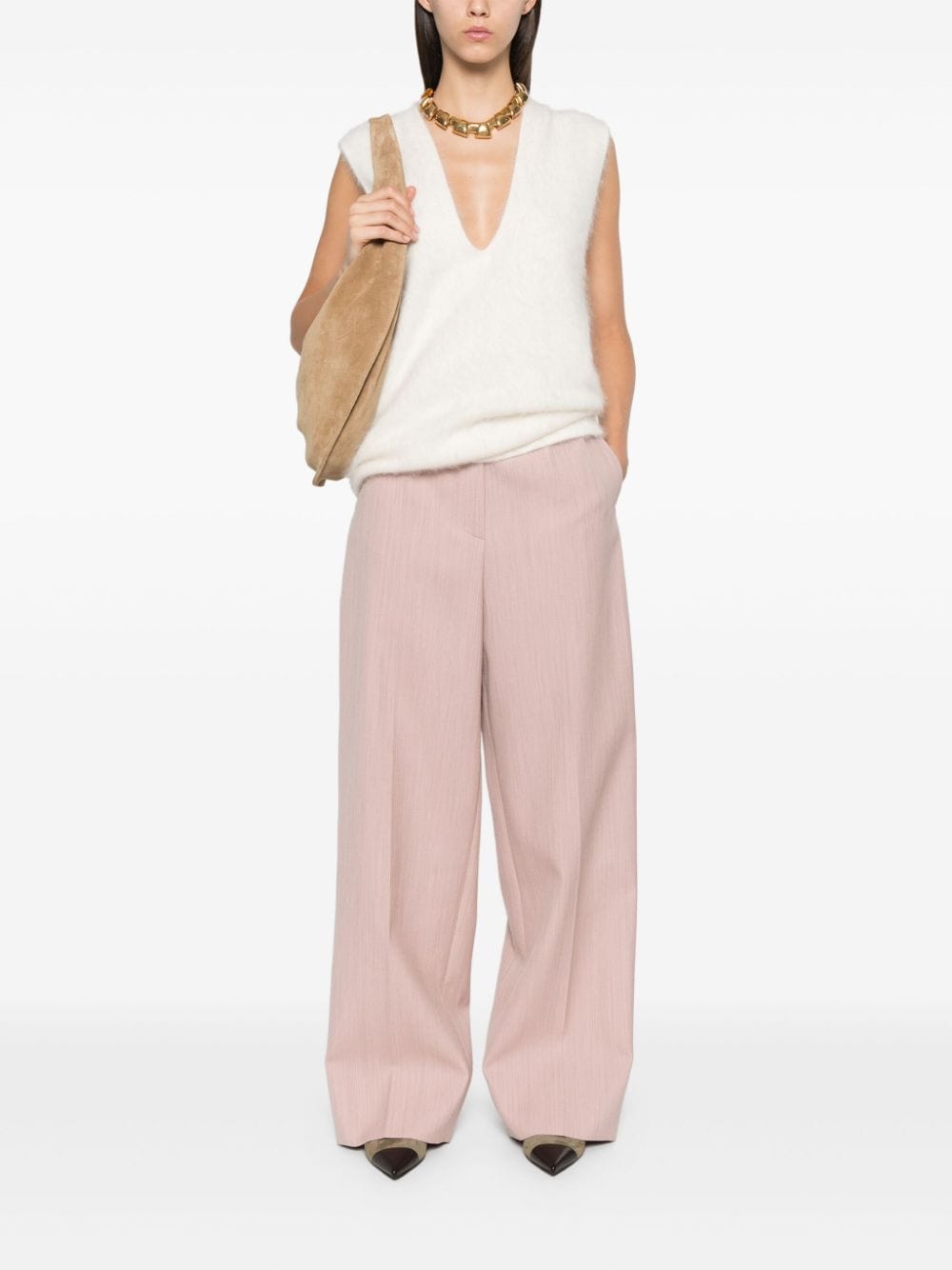 Stella McCartney low-waist straight-leg trousers - Roze