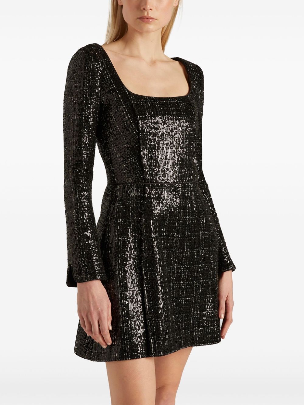 Genny sequin-embellished tweed mini dress - Zwart