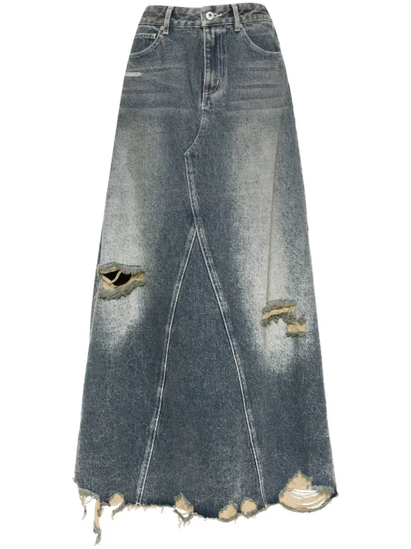 Musium Distressed Denim Skirt Blue FARFETCH NZ