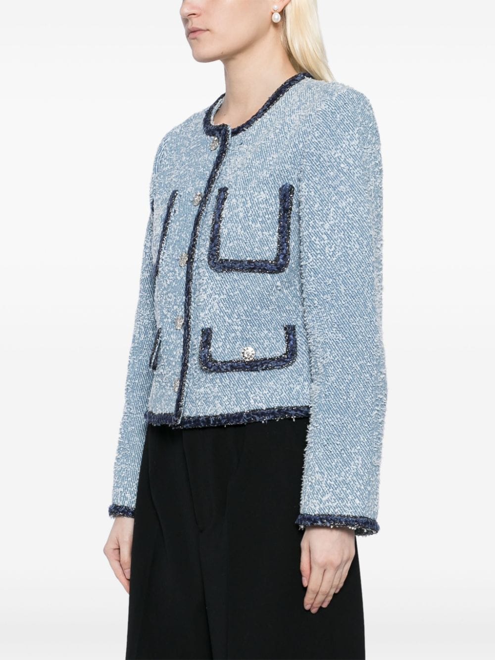 Shop B+ab Contrasting-trim Jacket In Blue