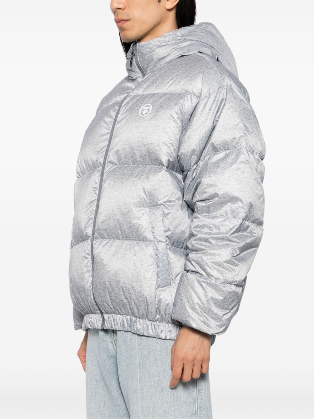 Shop Aape By A Bathing Ape Logo Patch Padded Jacket In Grey