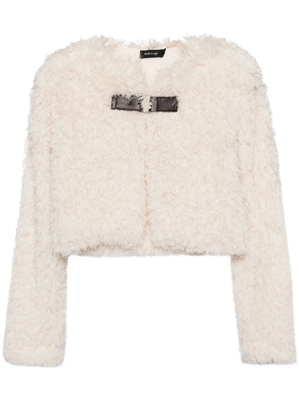 tout a coup cropped buckle cardigan - White