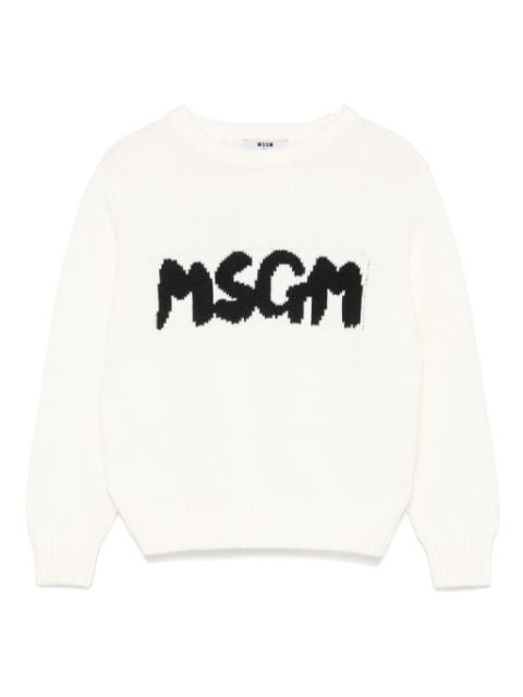 MSGM Kids pull à logo en intarsia