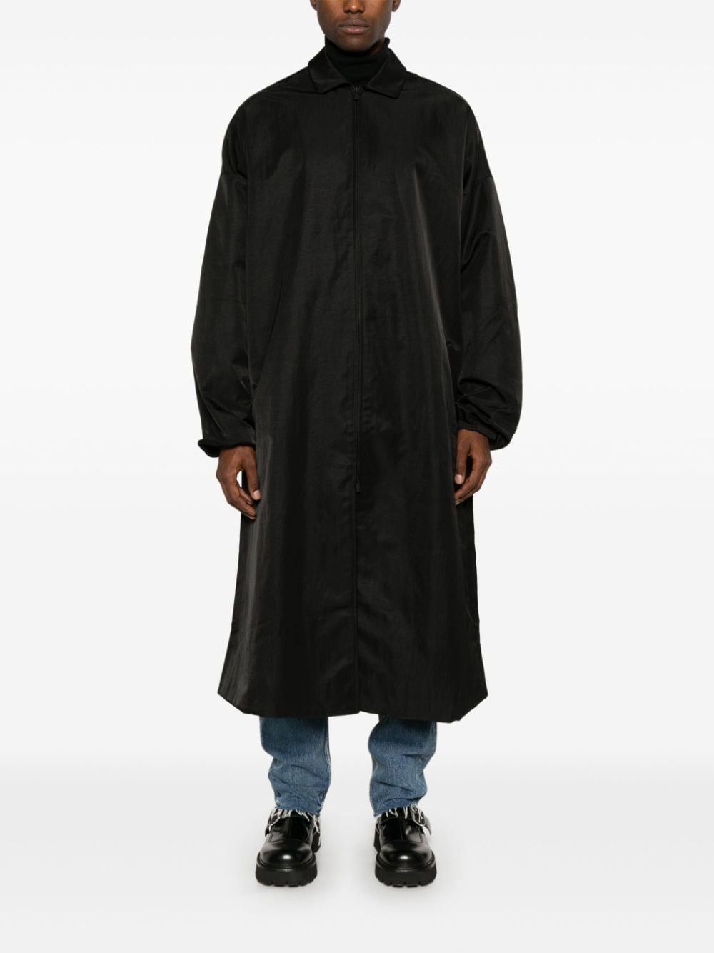 Shop Fear Of God Logo-lettering Coat In Black