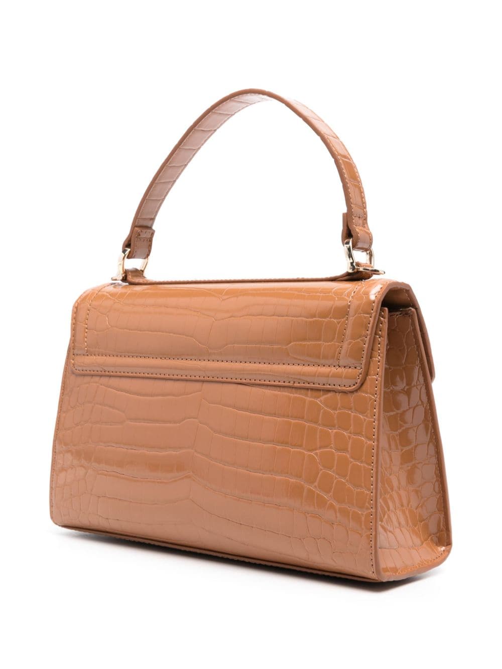 Shop Love Moschino Croc-embossed Tote Bag In Brown