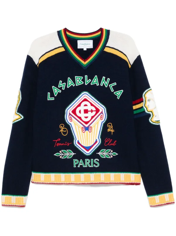 Casablanca ニットセーター XXL Casablanca Fraternity Sweater | Blue | FARFETCH