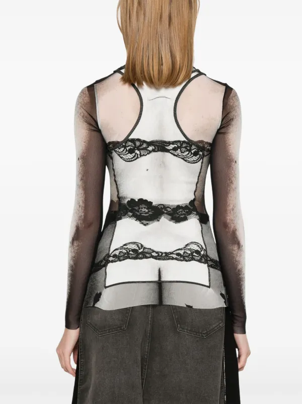 Jean Paul Gaultier The Body Lace Marinére Top | Black | FARFETCH