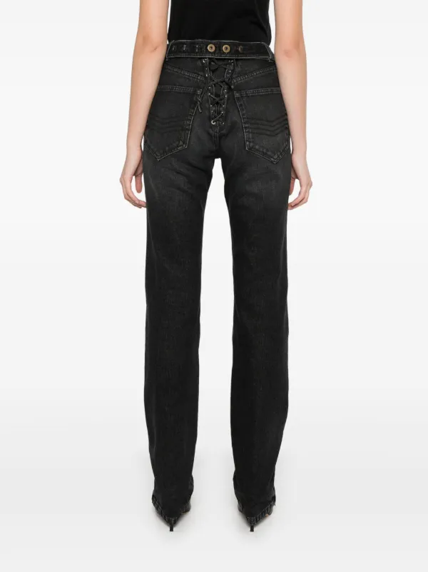 デニム・ジーパン JEAN PAUL GAULTIER Woman Jeans Black JE148LPD016 06 Jean Paul Gaultier lace-up Jeans | Black | FARFETCH