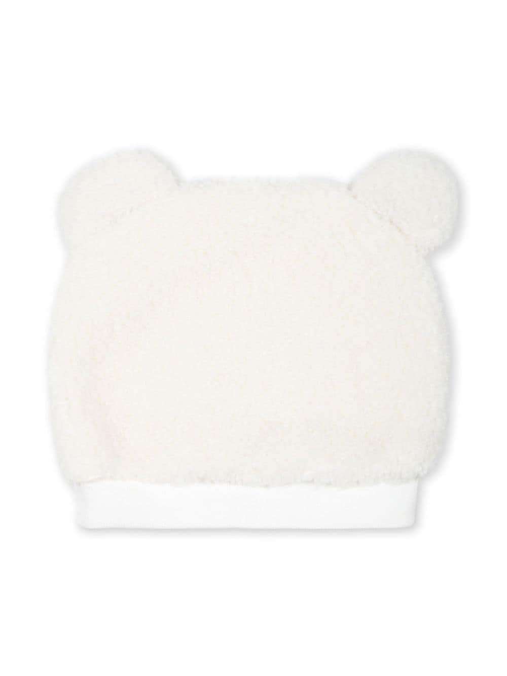 Moschino Kids logo-appliqué faux-shearling beanie - Wit