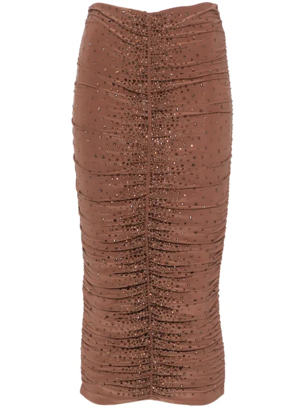 ANDRE DAMO crystal embellished Midi Skirt Brown FARFETCH PH