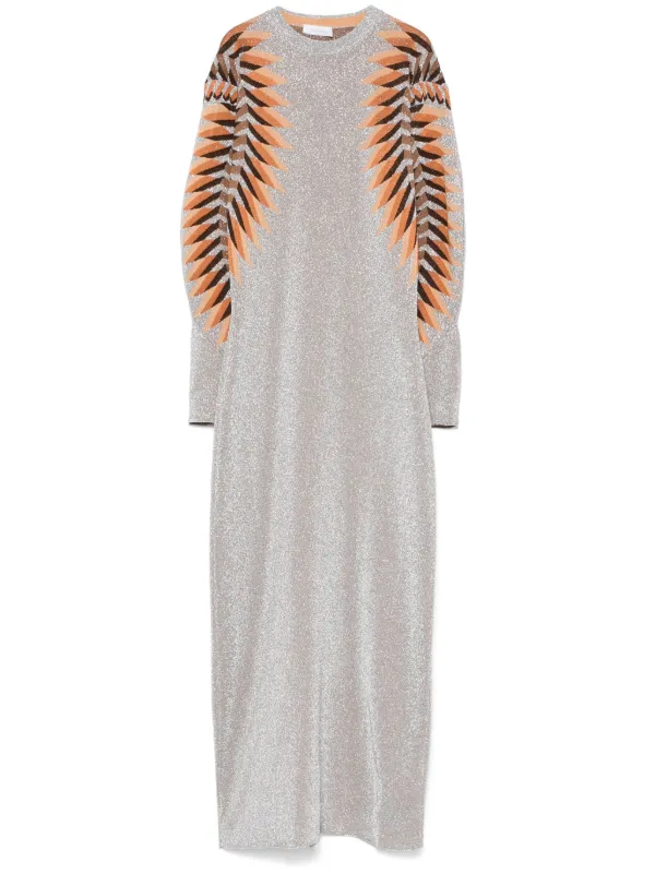 Rabanne Lurex Jacquard Maxi Dress in Grey