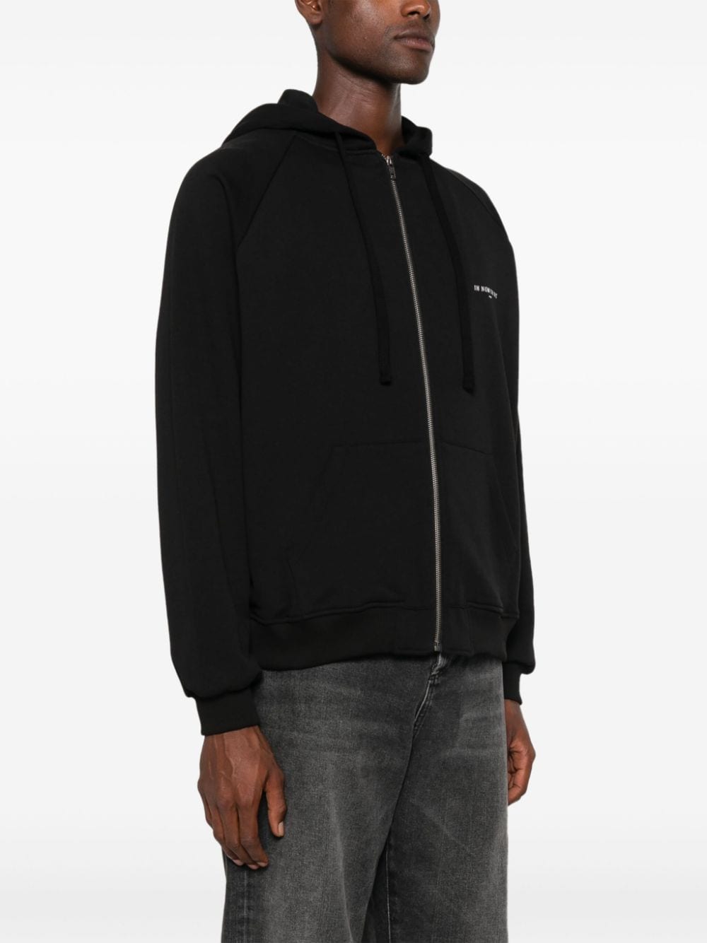 Shop Ih Nom Uh Nit Palm-print Zip Hoodie In Black