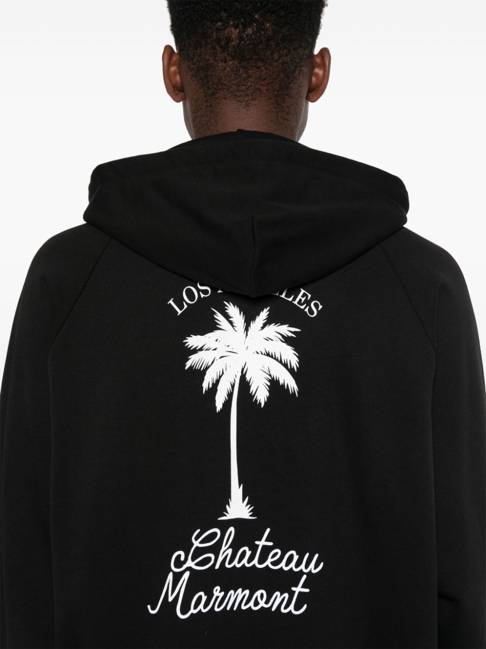 Shop Ih Nom Uh Nit Palm-print Zip Hoodie In Black