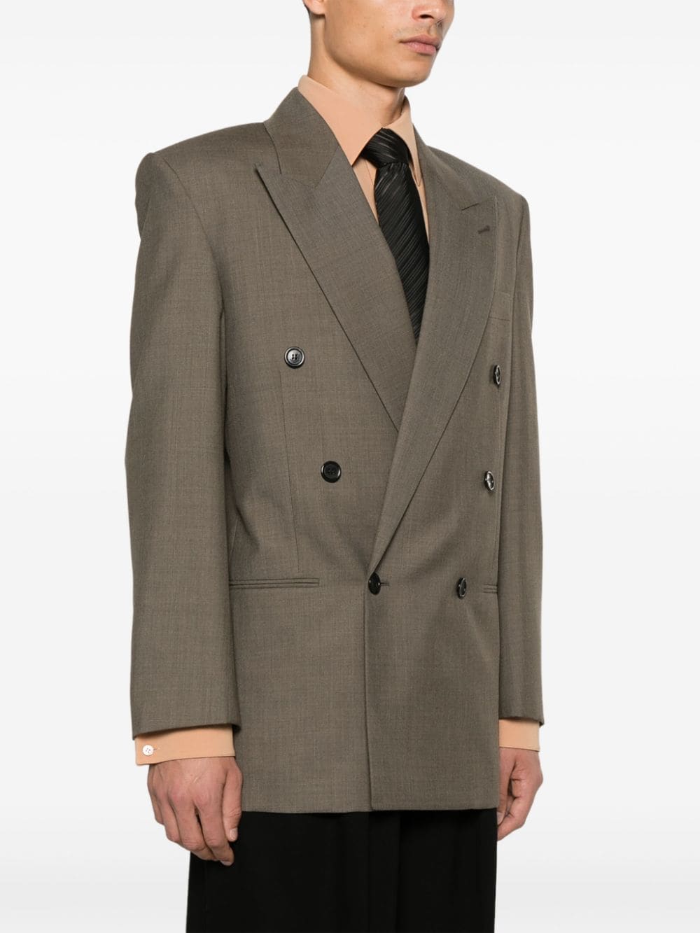 Shop Saint Laurent Wool Blazer In Brown