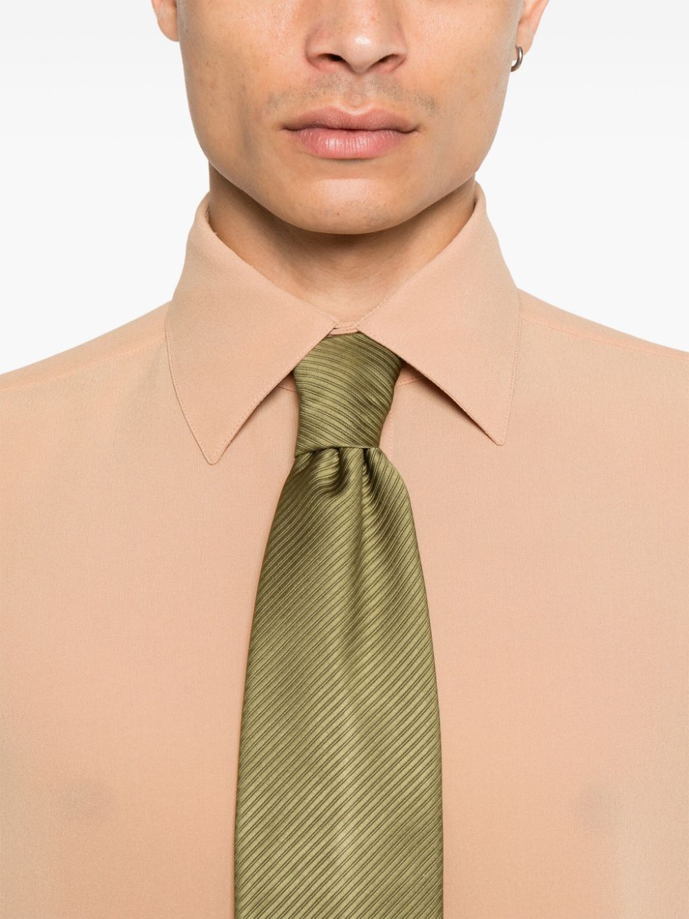 Shop Saint Laurent Silk Crepe Shirt In Neutrals