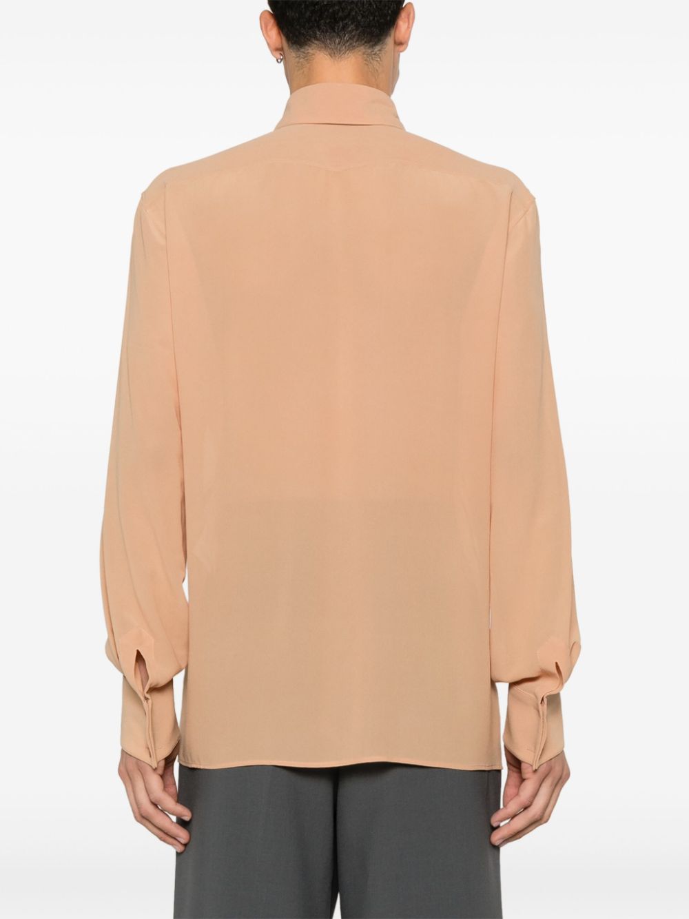 Shop Saint Laurent Silk Crepe Shirt In Neutrals