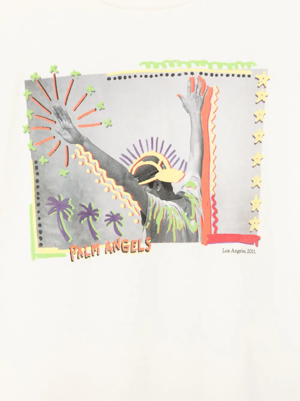 Palm Angels Kids T-shirt met print Beige