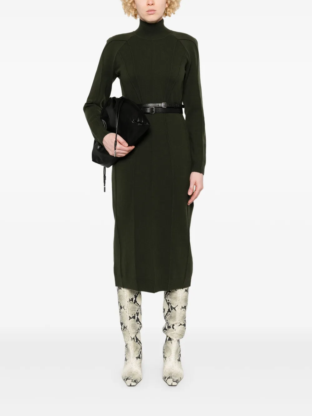 Alberta Ferretti Midi-jurk met verhoogde zoom - Groen