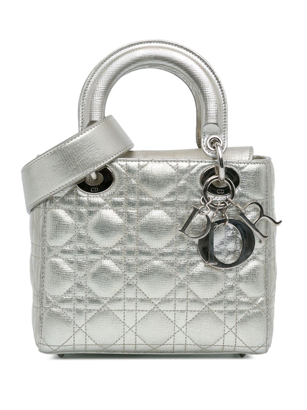 Christian Dior 2018 Small Metallic Grained Calfskin Cannage Lucky Badges My Lady Dior satchel Women