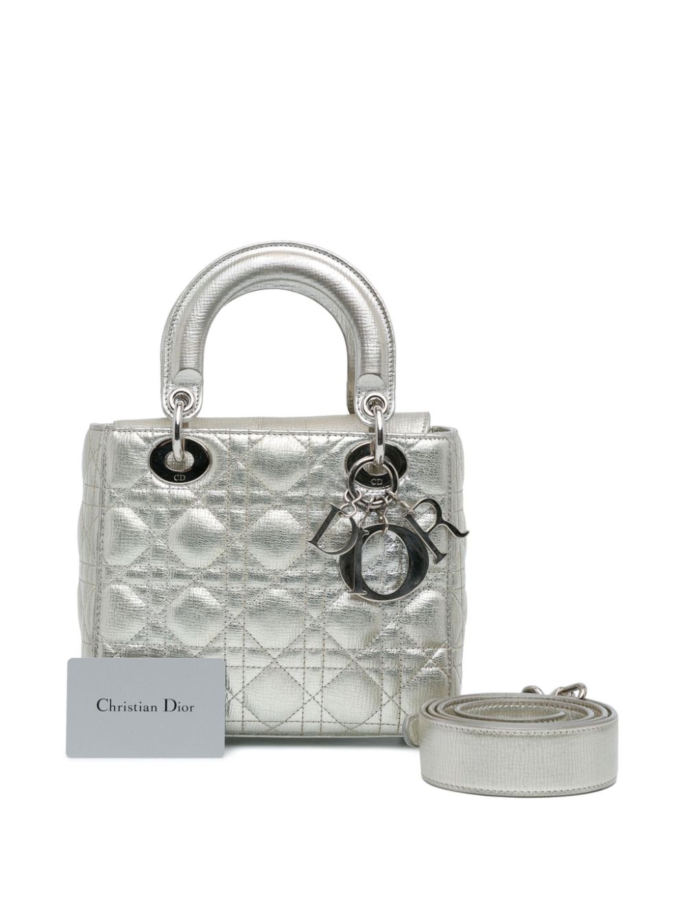 Christian Dior 2018 Small Metallic Grained Calfskin Cannage Lucky Badges My Lady Dior satchel Women