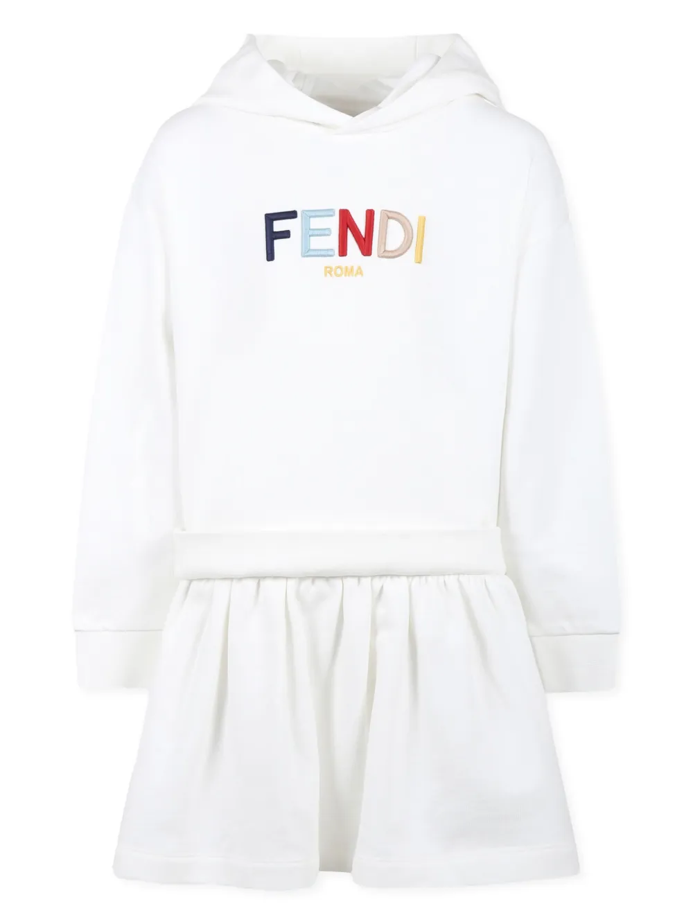 Fendi Kids Jurk met geborduurd logo Wit