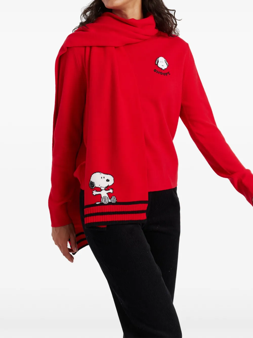 Chinti & Parker Snoopy & Woodstock sjaal - Rood