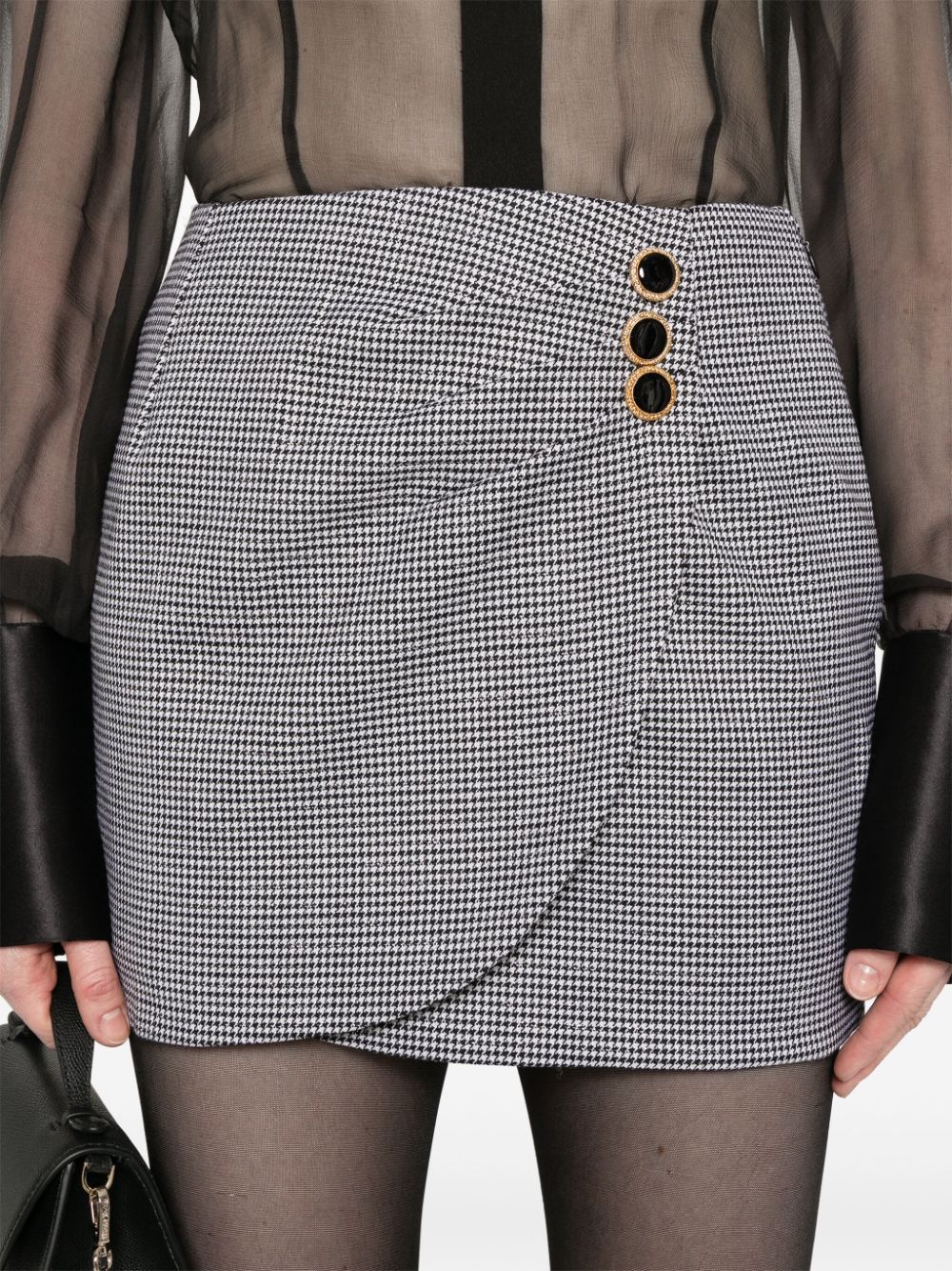 Shop Alessandra Rich Houndstooth Mini Skirt In Black