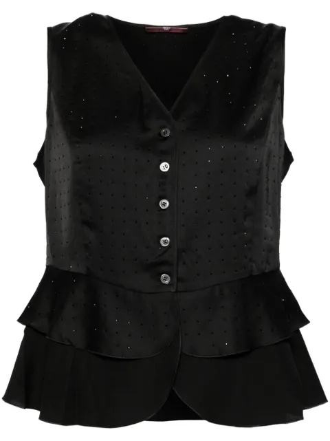 High rhinestone embellished sleeveless gilet