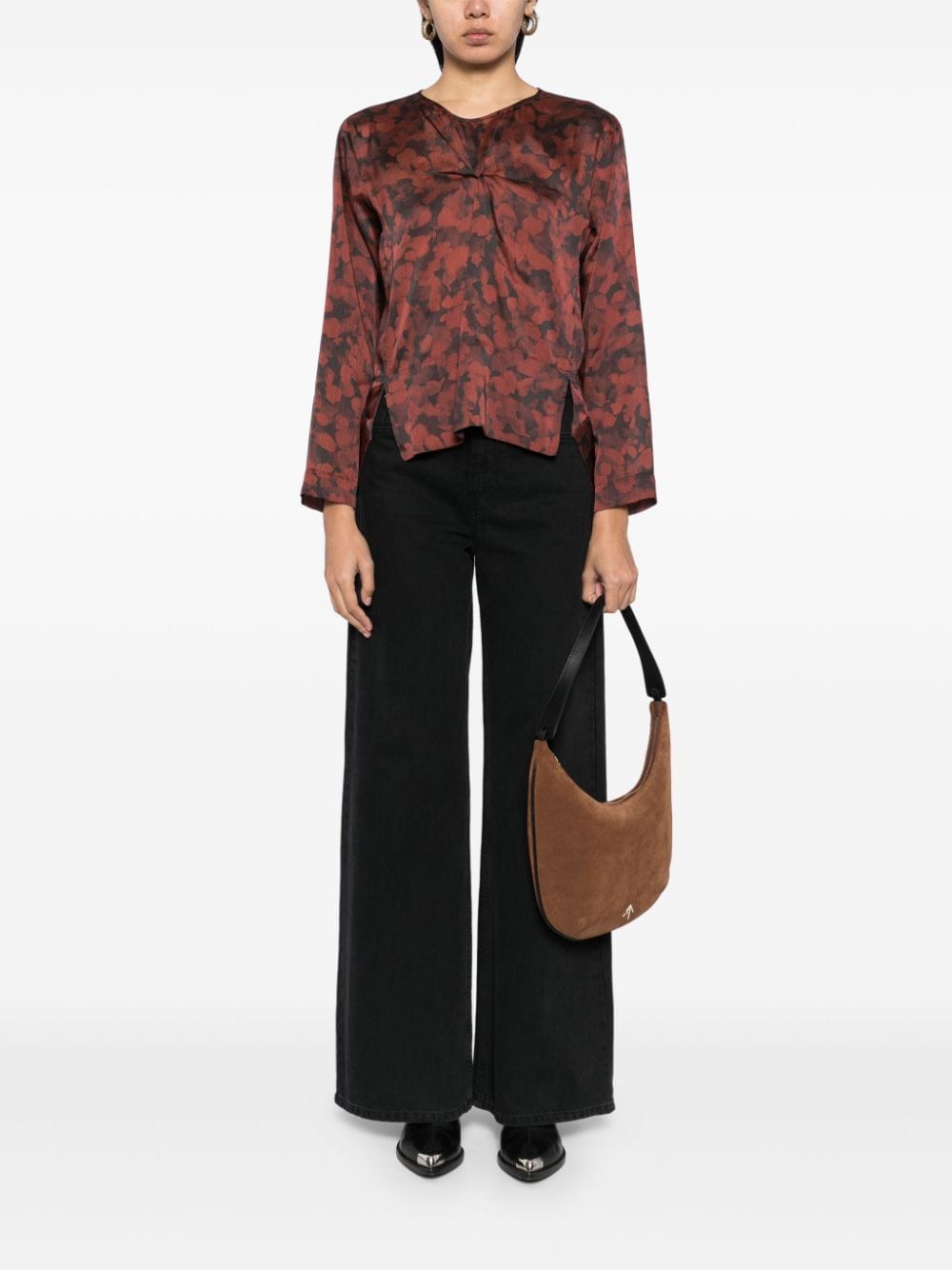 Shop High Alone Floral-print Top In Brown