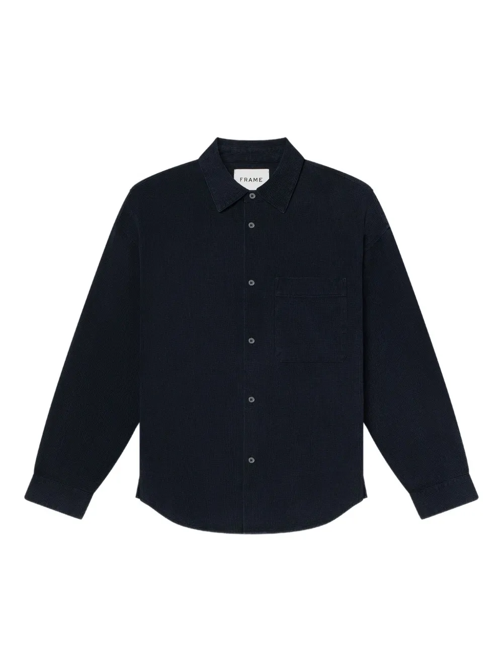 Frame Waffle-textured Shirt In Black