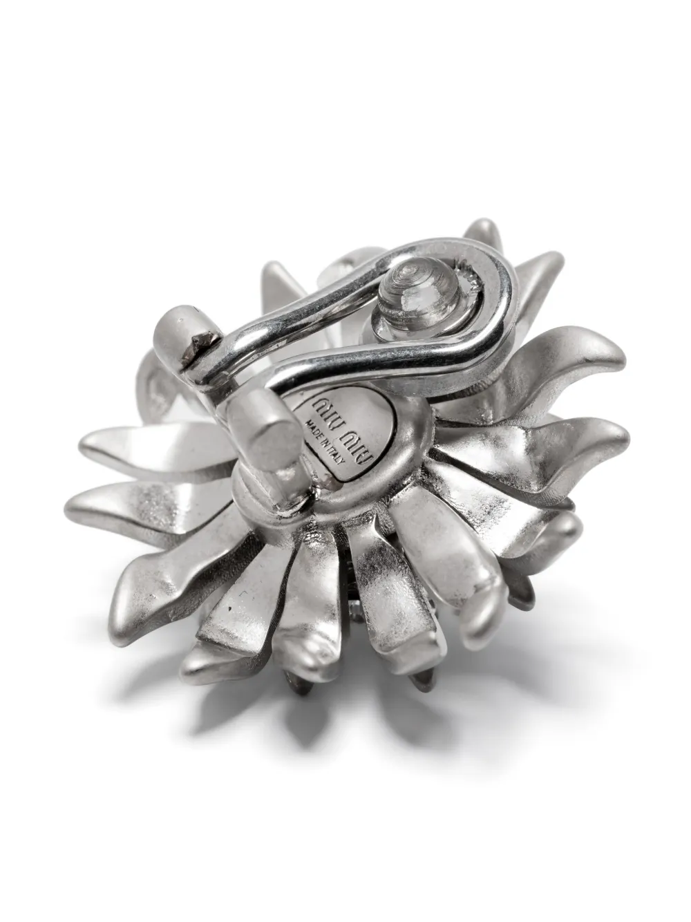 Miu Miu Floral-motif Clip-on Earrings In Metallic