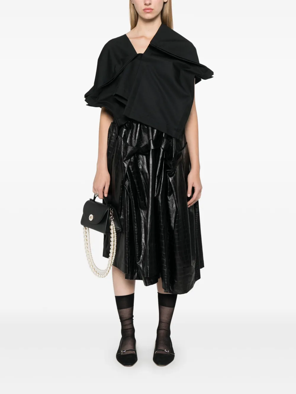 commedesgarçons Comme Des Garçons Mini-rok met krokodillen-reliëf - Zwart