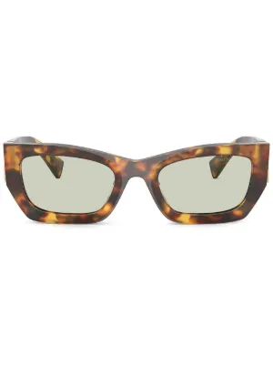 Prada Eyewear スクエアフレーム サングラス | ブラウン | FARFETCH JP