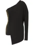 Genny rhinestone-embellished one-shoulder top - Black