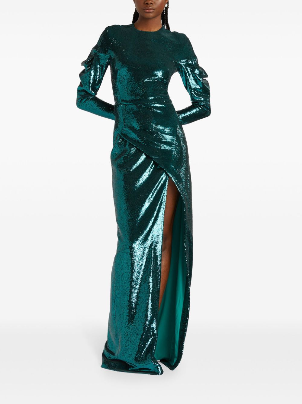 Shop Genny Sequin-embellished Maxi Dress In Green