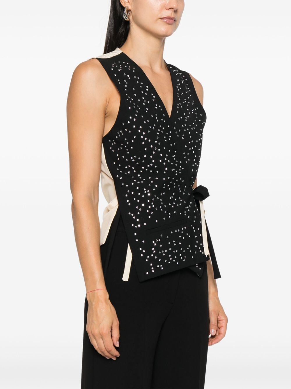 Shop Alysi Crystal-embellished Waistcoat In Black