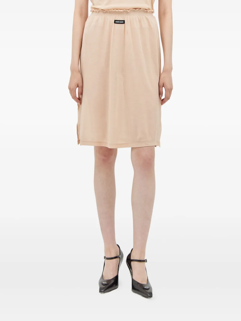 Miu Blouse met logopatch Beige