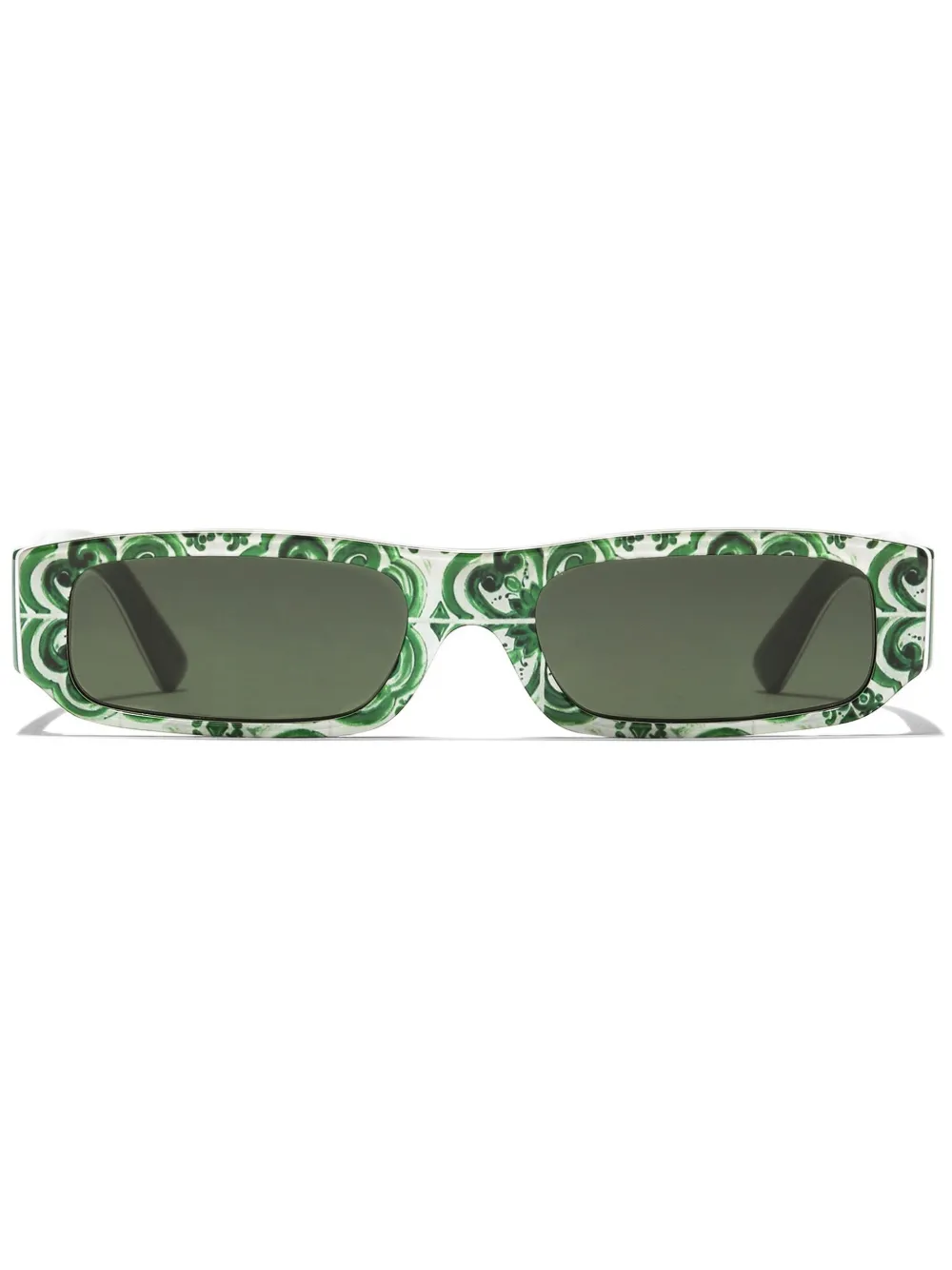 Dolce & Gabbana Maiolica Rectangle-frame Sunglasses In Green