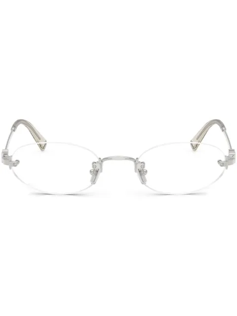 Miu Miu Eyewear logo-plaque round-frame glasses