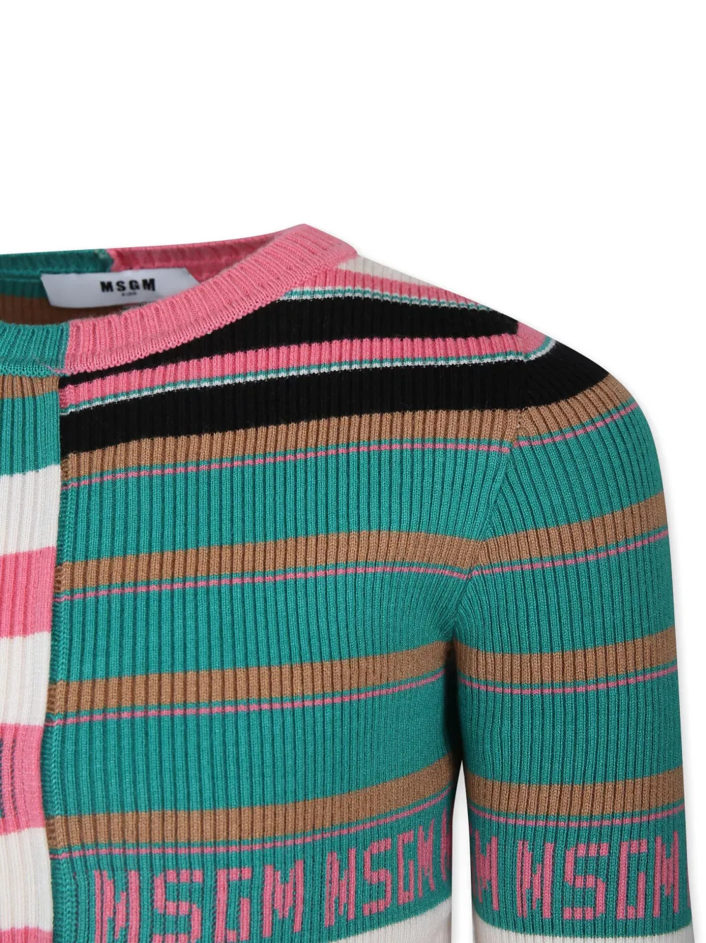 MSGM Kids Gestreepte trui Groen