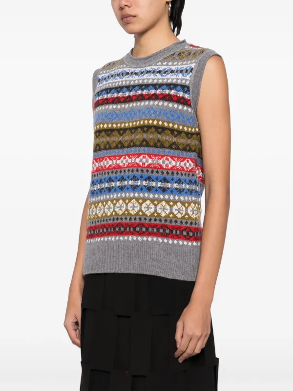 Wales Bonner Astral Knitted Top | Grey | FARFETCH IN 