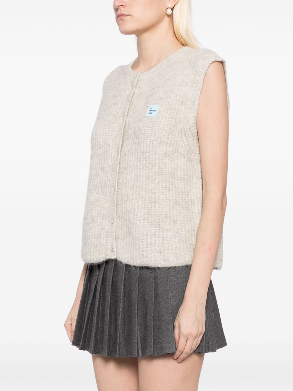 Shop American Vintage Logo Patch Cardigan In Neutrals