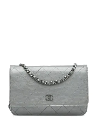 CHANEL Pre Owned 2011 CC Quilted Aged Calfskin Wallet On Chain Crossbody Bag Silver FARFETCH IE