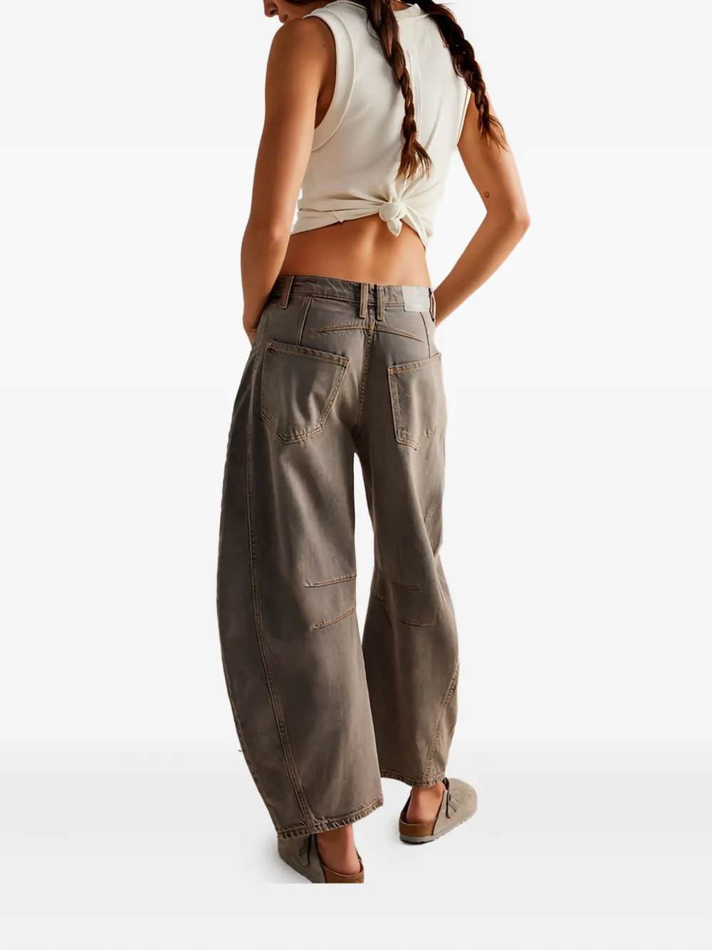 Free People Mid-waist barrel jeans - Grijs
