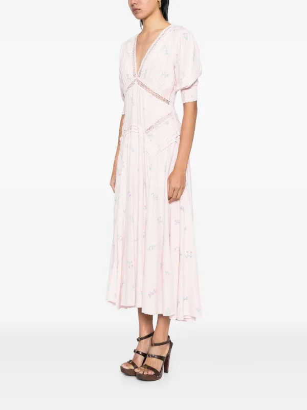 purple flowy midi dress Ethical & Sustainable Purple Boho Floral Print Midi Dress: the Aurora