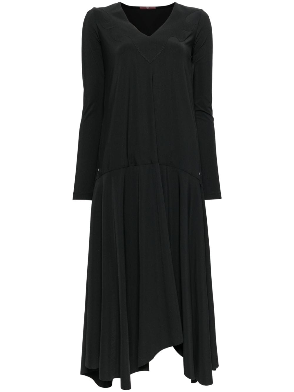 Shop High Drop Waist Long-sleeves Dress In Black