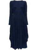 High balloon long-sleeves midi dress - Blue