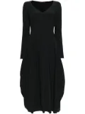 High balloon long-sleeves midi dress - Black