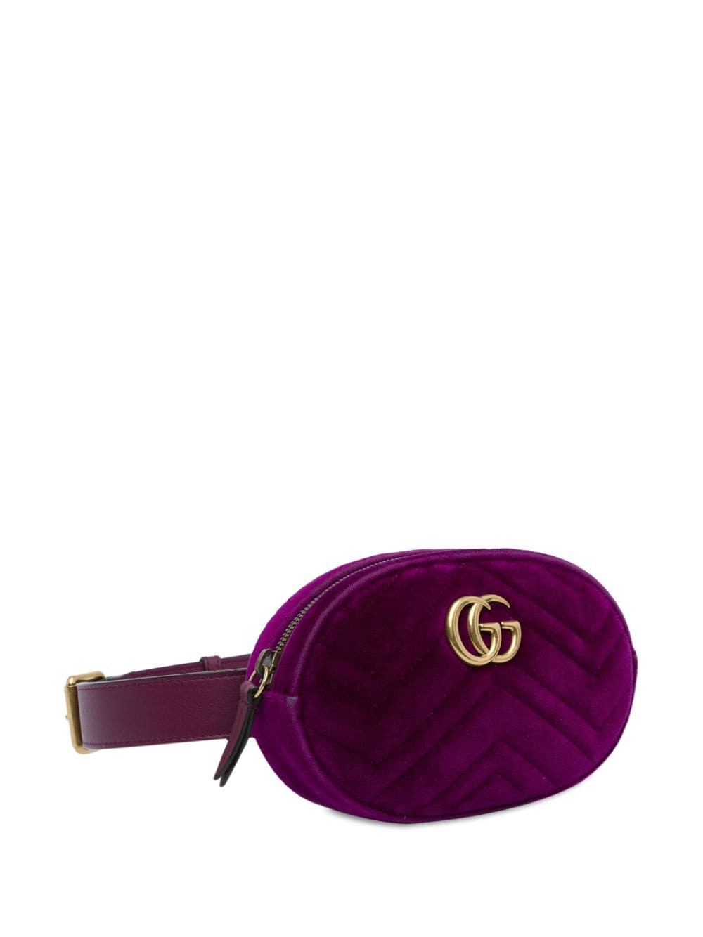 Pre-owned Gucci 2000-2015 Gg Marmont Matelasse Velvet Belt Bag In 紫色